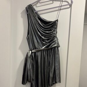 Zara Shimmering Silver Evening Dress